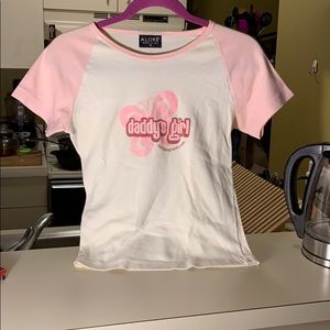 Daddys Girl T-shirt, pink and white, Size M